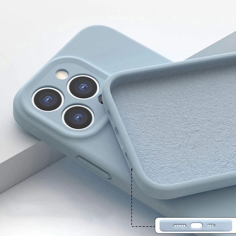 High quality Original Square Liquid Soft Silicone Phone Case For iPhone 15 14 11 12 13 Pro Max Plus colorful fashion Cover - Slobuy