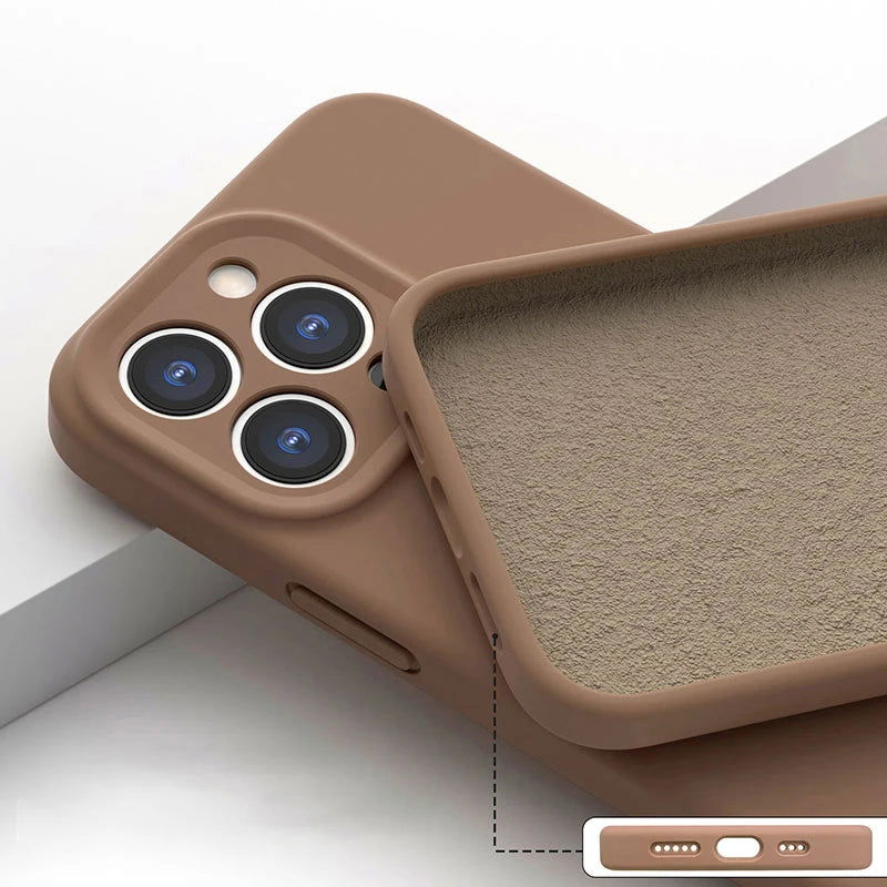 High quality Original Square Liquid Soft Silicone Phone Case For iPhone 15 14 11 12 13 Pro Max Plus colorful fashion Cover - Slobuy