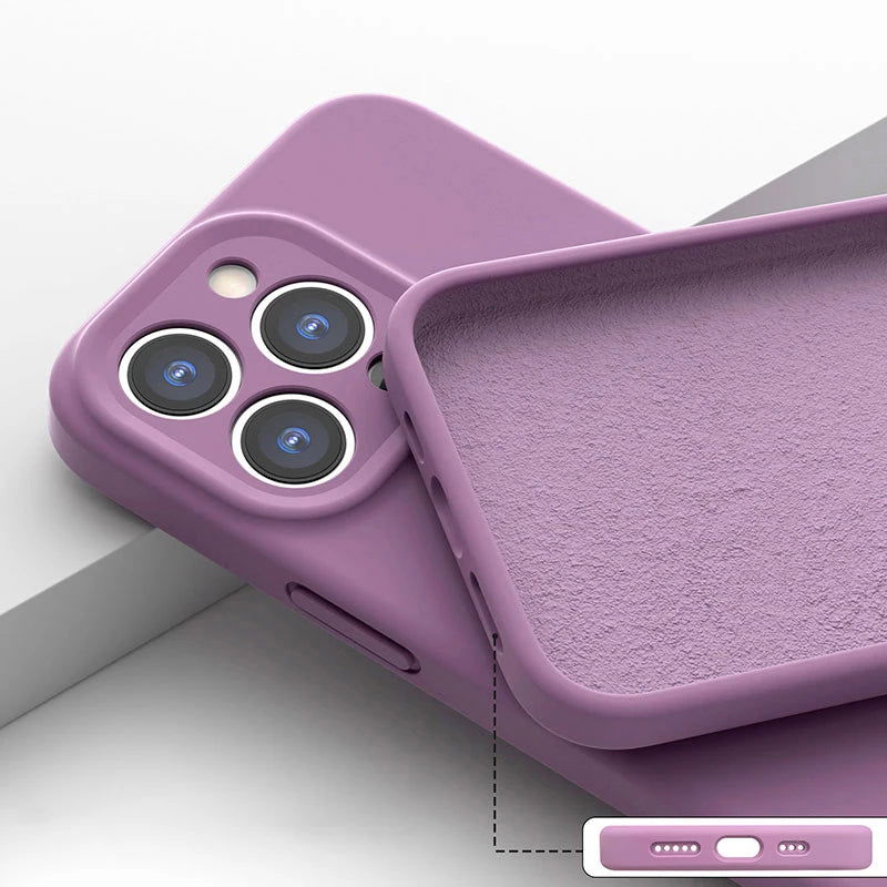 High quality Original Square Liquid Soft Silicone Phone Case For iPhone 15 14 11 12 13 Pro Max Plus colorful fashion Cover - Slobuy