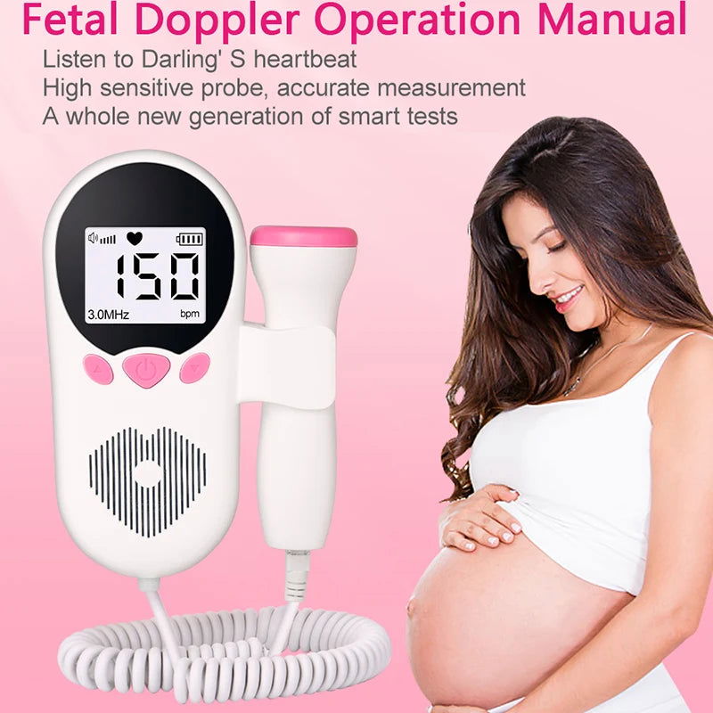 Home Doppler Fetal Heart Rate Monitor Baby Pregnancy Heartbeat Detector LCD Backlight No Radiation Stethoscope Pulse Meter 3MHz - Slobuy