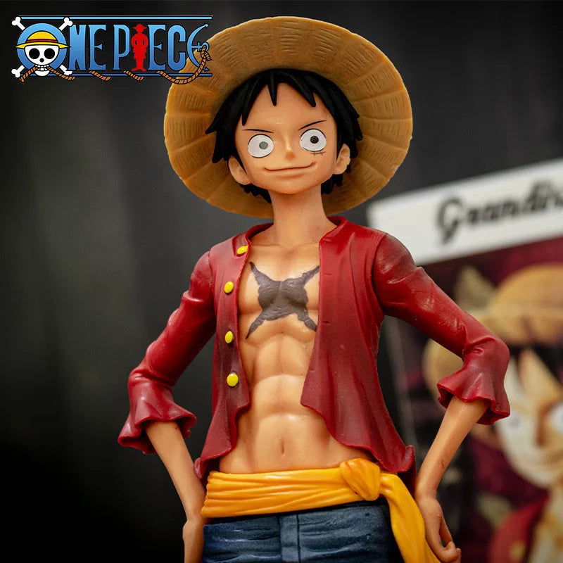 Hot 28cm  One Piece Anime Figure Confident Smiley Luffy Three Form Face Changing Doll Action Figurine Model Toys  Kits - Slobuy