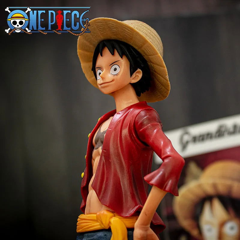 Hot 28cm  One Piece Anime Figure Confident Smiley Luffy Three Form Face Changing Doll Action Figurine Model Toys  Kits - Slobuy