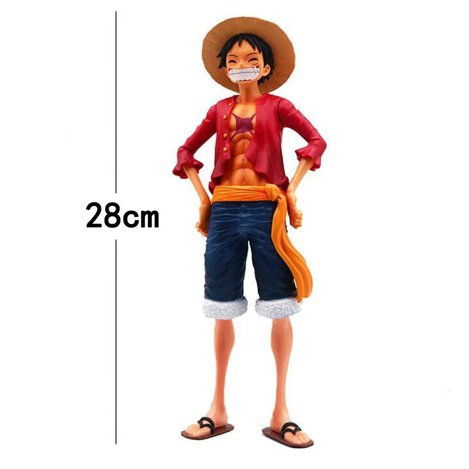 Hot 28cm  One Piece Anime Figure Confident Smiley Luffy Three Form Face Changing Doll Action Figurine Model Toys  Kits - Slobuy