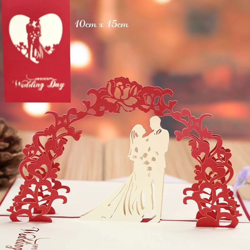 Hot 3D Creative Card for Wife and friend Valentines Day Gift Wedding Invitation Customized Card Thank You Postcard Wholesale - Slobuy