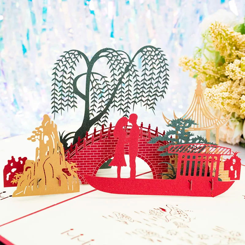 Hot 3D Creative Card for Wife and friend Valentines Day Gift Wedding Invitation Customized Card Thank You Postcard Wholesale - Slobuy