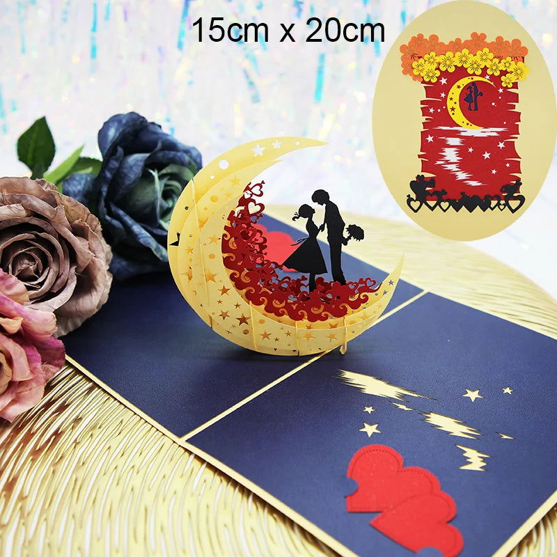Hot 3D Creative Card for Wife and friend Valentines Day Gift Wedding Invitation Customized Card Thank You Postcard Wholesale - Slobuy