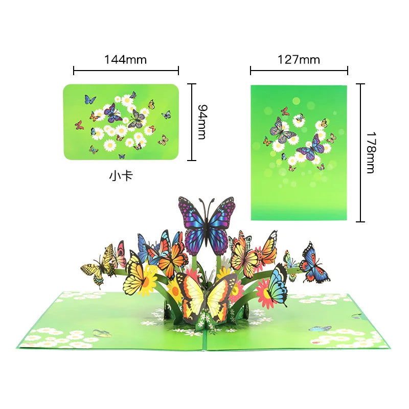 Hot 3D Pop UP Happy Birthday Cards Invitation Cake Greeting Card Business Kids Gift Tourist Postcard for Friend Dad Mom Present - Slobuy