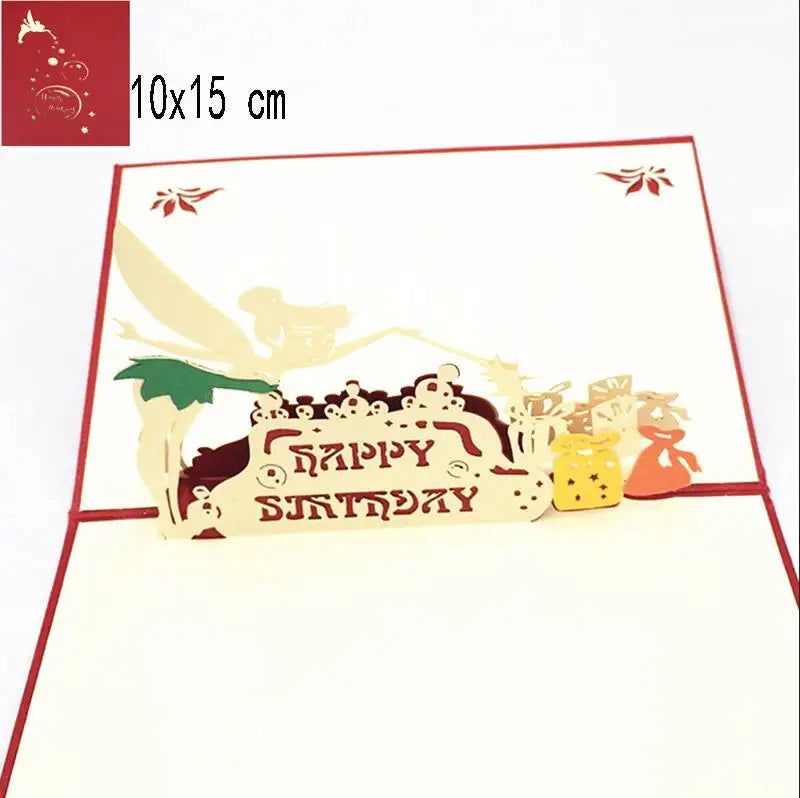 Hot 3D Pop UP Happy Birthday Cards Invitation Cake Greeting Card Business Kids Gift Tourist Postcard for Friend Dad Mom Present - Slobuy