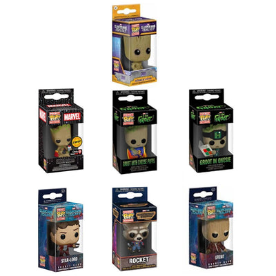 Hot Anime Guardians of the Galaxy Rocket Keychain Avengers Star-Lord Groot Rocket Raccoon Action Figures Collection Model Toys - Slobuy