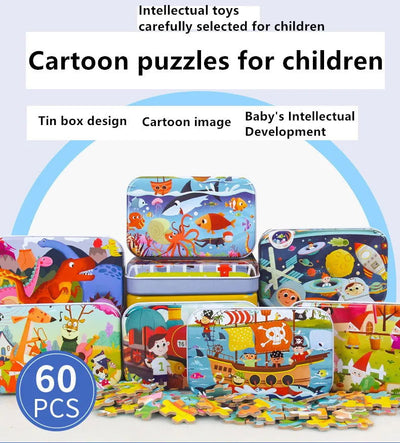 Hot New 60 Pieces Wooden Puzzle Toys for Children Cartoon Vehicle Animal Wood Jigsaw Baby Learning Educational Toy Kids Gift - Slobuy