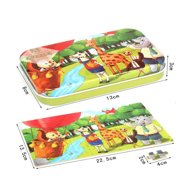 Hot New 60 Pieces Wooden Puzzle Toys for Children Cartoon Vehicle Animal Wood Jigsaw Baby Learning Educational Toy Kids Gift - Slobuy