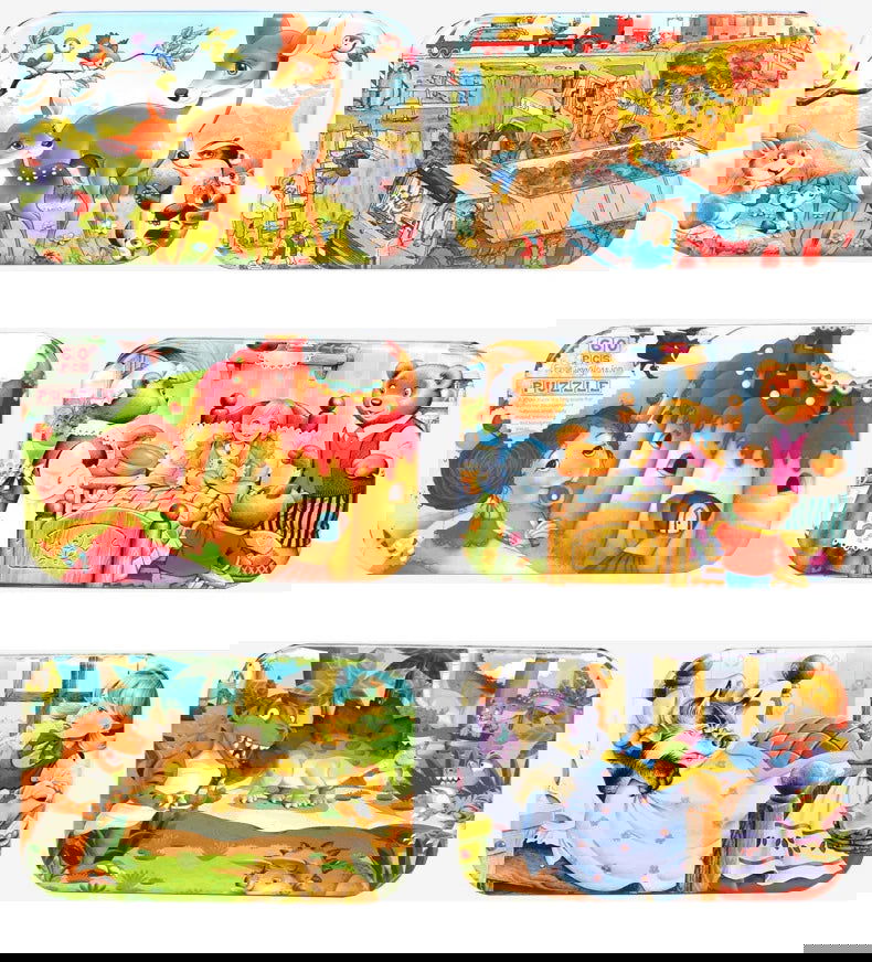 Hot New 60 Pieces Wooden Puzzle Toys for Children Cartoon Vehicle Animal Wood Jigsaw Baby Learning Educational Toy Kids Gift - Slobuy