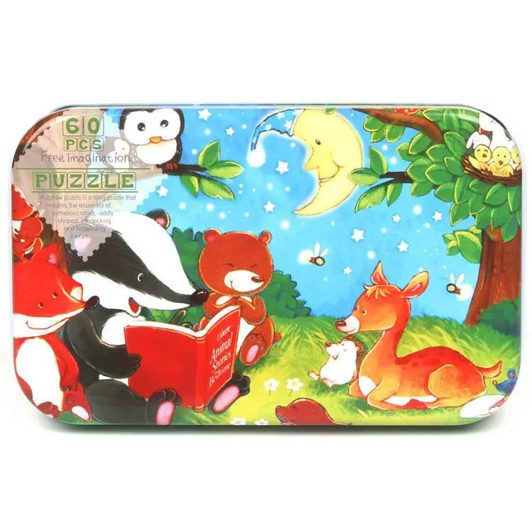 Hot New 60 Pieces Wooden Puzzle Toys for Children Cartoon Vehicle Animal Wood Jigsaw Baby Learning Educational Toy Kids Gift - Slobuy