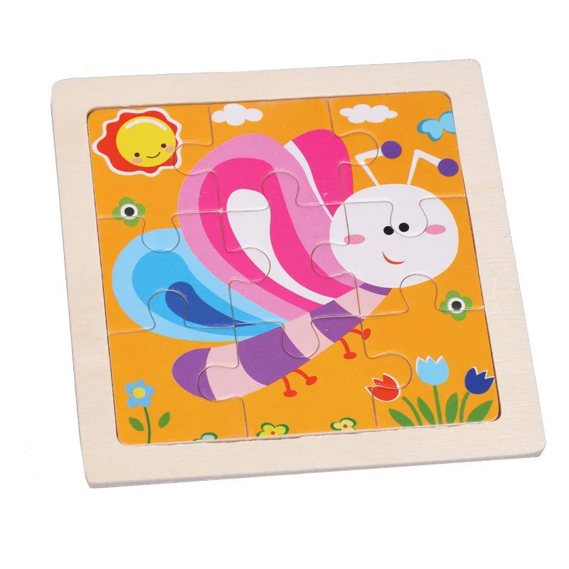 Hot Sale 11X11CM Kids Wooden Puzzle Baby Cartoon Animal Traffic Tangram Wood Puzzle Educational Jigsaw Toys For Children Gifts - Slobuy