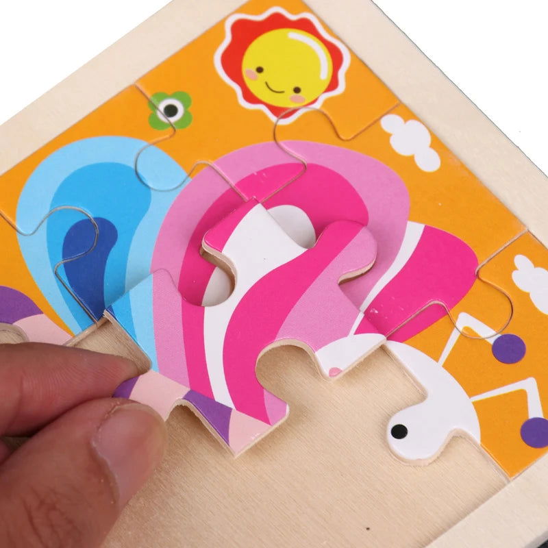 Hot Sale 11X11CM Kids Wooden Puzzle Baby Cartoon Animal Traffic Tangram Wood Puzzle Educational Jigsaw Toys For Children Gifts - Slobuy