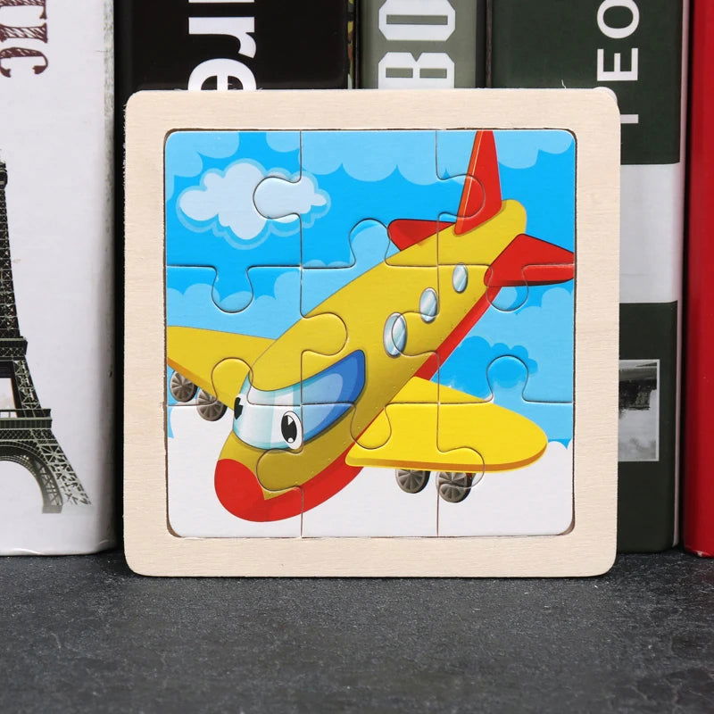Hot Sale 11X11CM Kids Wooden Puzzle Baby Cartoon Animal Traffic Tangram Wood Puzzle Educational Jigsaw Toys For Children Gifts - Slobuy