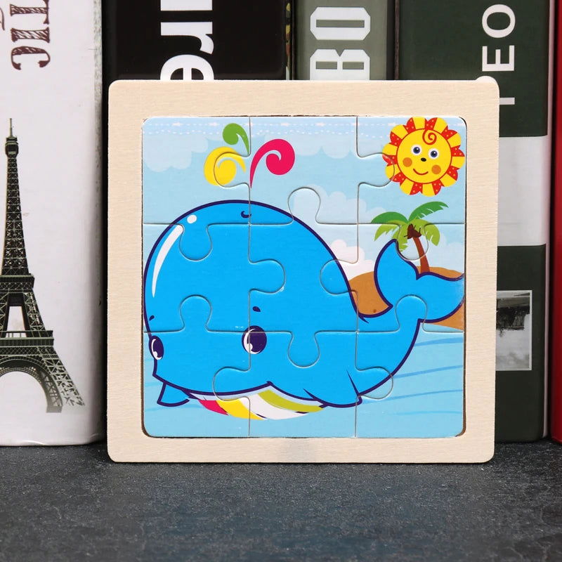 Hot Sale 11X11CM Kids Wooden Puzzle Baby Cartoon Animal Traffic Tangram Wood Puzzle Educational Jigsaw Toys For Children Gifts - Slobuy