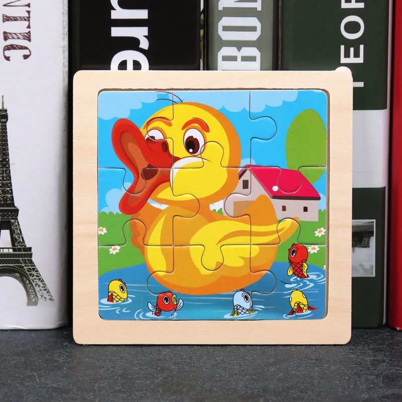 Hot Sale 11X11CM Kids Wooden Puzzle Baby Cartoon Animal Traffic Tangram Wood Puzzle Educational Jigsaw Toys For Children Gifts - Slobuy