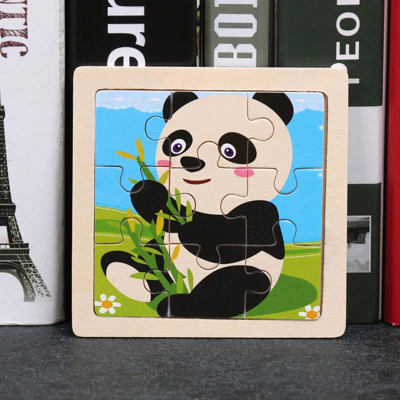 Hot Sale 11X11CM Kids Wooden Puzzle Baby Cartoon Animal Traffic Tangram Wood Puzzle Educational Jigsaw Toys For Children Gifts - Slobuy