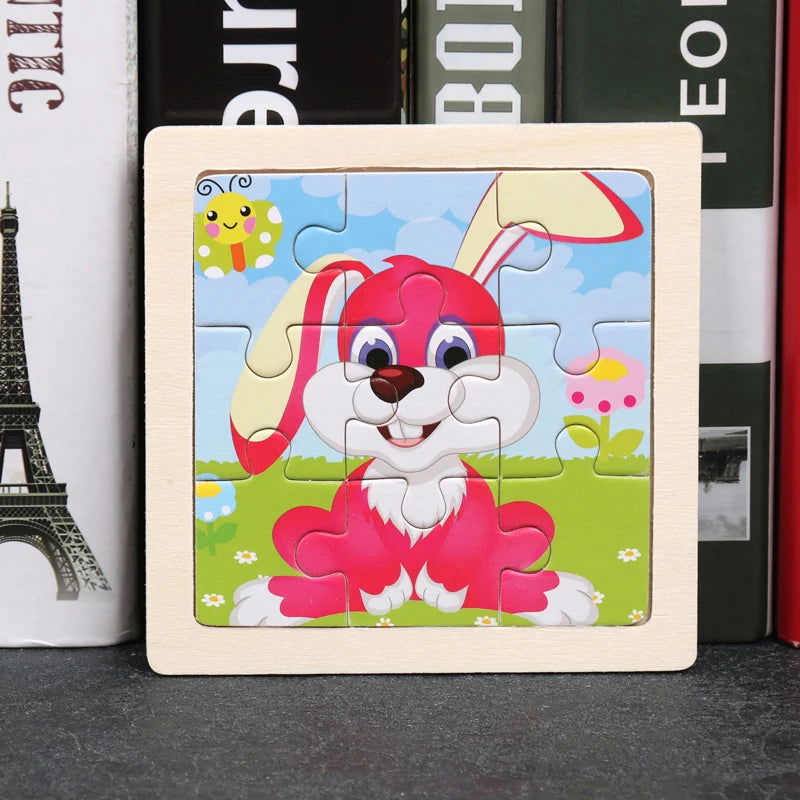 Hot Sale 11X11CM Kids Wooden Puzzle Baby Cartoon Animal Traffic Tangram Wood Puzzle Educational Jigsaw Toys For Children Gifts - Slobuy