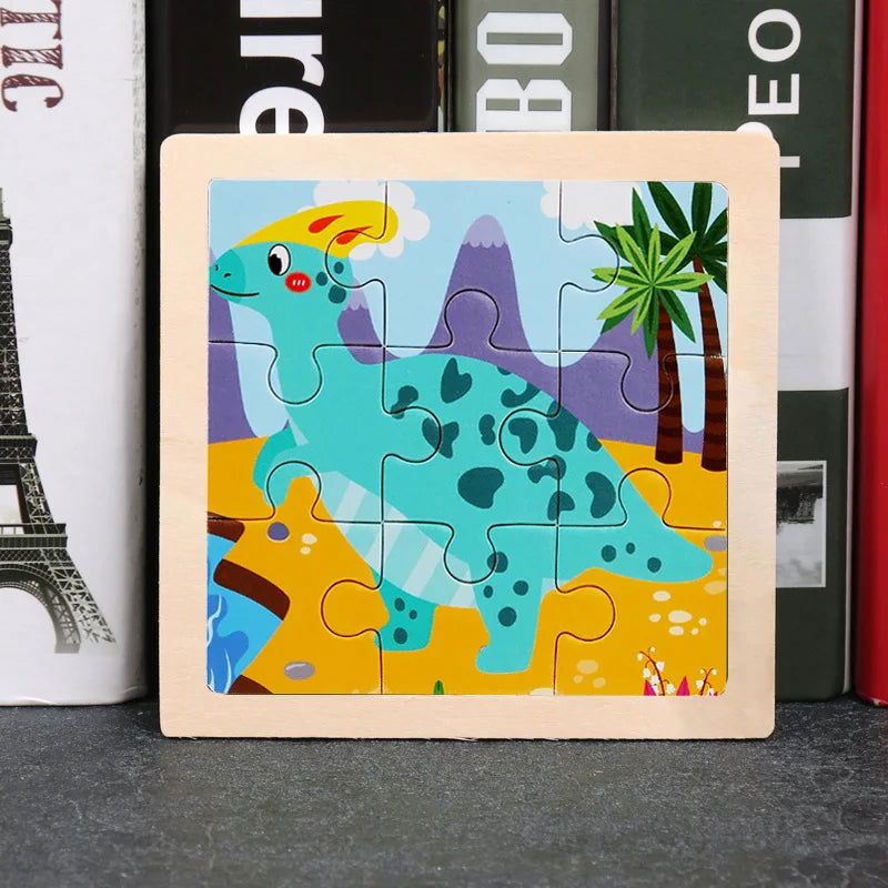 Hot Sale 11X11CM Kids Wooden Puzzle Baby Cartoon Animal Traffic Tangram Wood Puzzle Educational Jigsaw Toys For Children Gifts - Slobuy