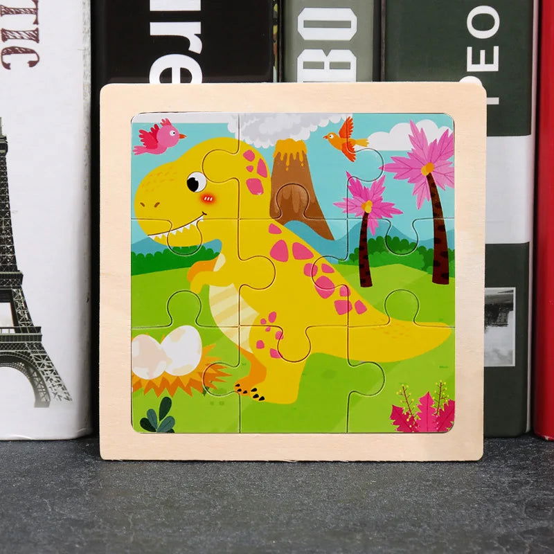 Hot Sale 11X11CM Kids Wooden Puzzle Baby Cartoon Animal Traffic Tangram Wood Puzzle Educational Jigsaw Toys For Children Gifts - Slobuy