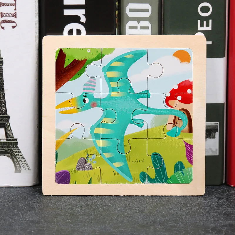 Hot Sale 11X11CM Kids Wooden Puzzle Baby Cartoon Animal Traffic Tangram Wood Puzzle Educational Jigsaw Toys For Children Gifts - Slobuy