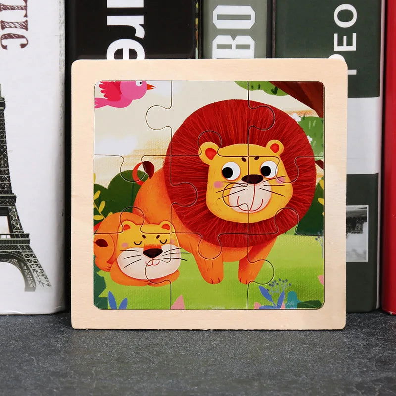 Hot Sale 11X11CM Kids Wooden Puzzle Baby Cartoon Animal Traffic Tangram Wood Puzzle Educational Jigsaw Toys For Children Gifts - Slobuy