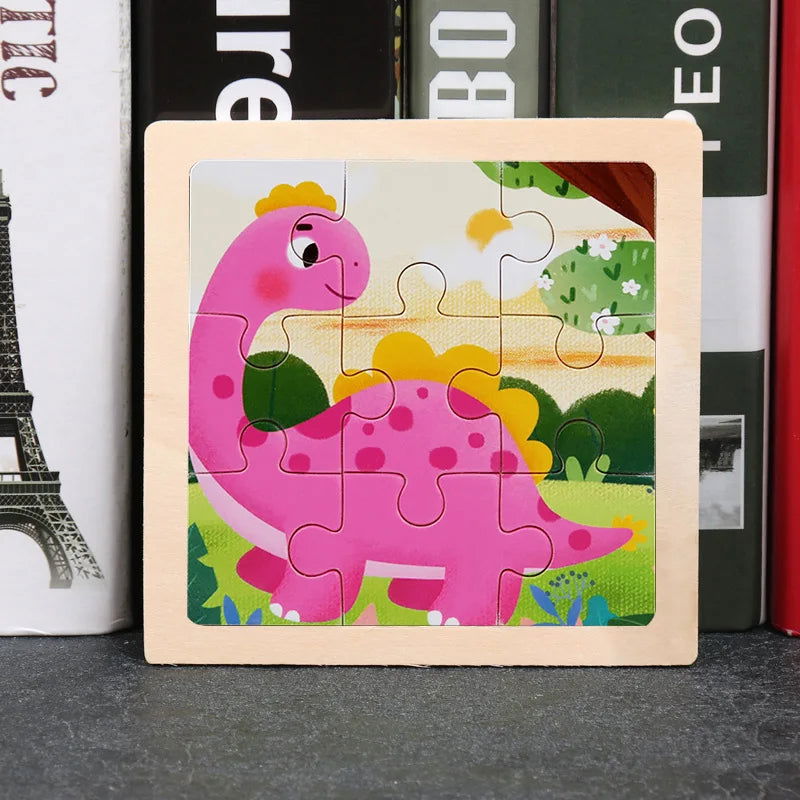 Hot Sale 11X11CM Kids Wooden Puzzle Baby Cartoon Animal Traffic Tangram Wood Puzzle Educational Jigsaw Toys For Children Gifts - Slobuy