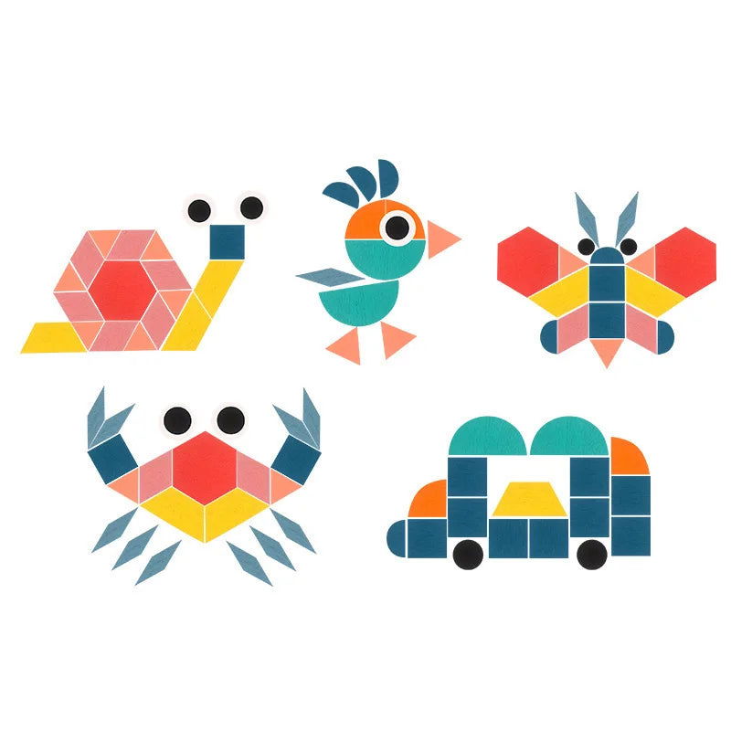 Hot Sale 180Pcs Montessori Kids Wooden 3D Geometric Shape Jigsaw Puzzle Board Set Baby Early Education Toys for Children - Slobuy