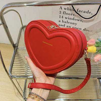 Hot Sale Heart Shape Crossbody Bags For Women Solid Pu Leather Shoulder Bags Fashion Handbags - Slobuy