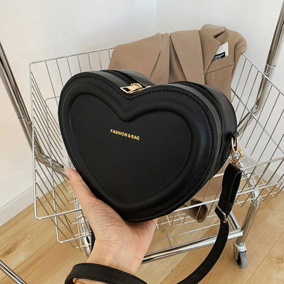 Hot Sale Heart Shape Crossbody Bags For Women Solid Pu Leather Shoulder Bags Fashion Handbags - Slobuy
