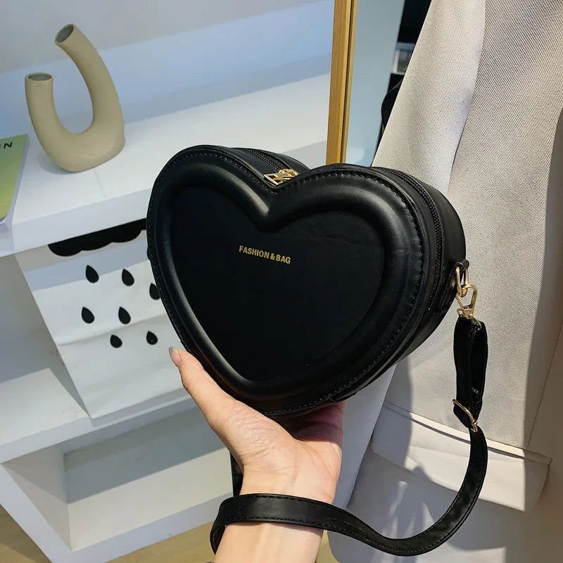Hot Sale Heart Shape Crossbody Bags For Women Solid Pu Leather Shoulder Bags Fashion Handbags - Slobuy