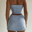 Hugcitar Solid Sleeveless Folds Tube Crop Top Skirts 2 Piece Matching Set Summer Fashion Streetwear Beach Clothing Drop Shipping - Slobuy