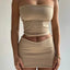Hugcitar Solid Sleeveless Folds Tube Crop Top Skirts 2 Piece Matching Set Summer Fashion Streetwear Beach Clothing Drop Shipping - Slobuy