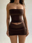 Hugcitar Solid Sleeveless Folds Tube Crop Top Skirts 2 Piece Matching Set Summer Fashion Streetwear Beach Clothing Drop Shipping - Slobuy