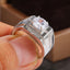 Huitan Luxury Silver Color Round Cubic Zircon Rings for Men Classic Wedding Ceremony Ring Dazzling Male Accessories Jewelry Hot - Slobuy