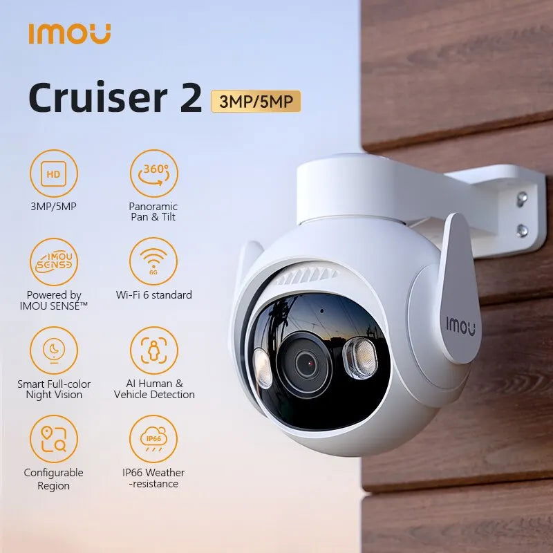 IMOU Cruiser 2 3MP 5MP Wi-Fi Outdoor Security Camera AI Smart Tracking Human Vehicle Detection IP66 Night Vision Two Way Talk - Slobuy