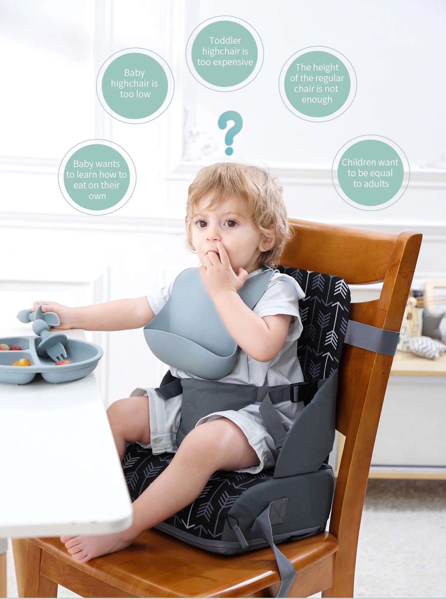 INSULAR Portable Folding Children's Seat Height Cushion Baby Dining Chair Height Cushion Children's Products - Slobuy