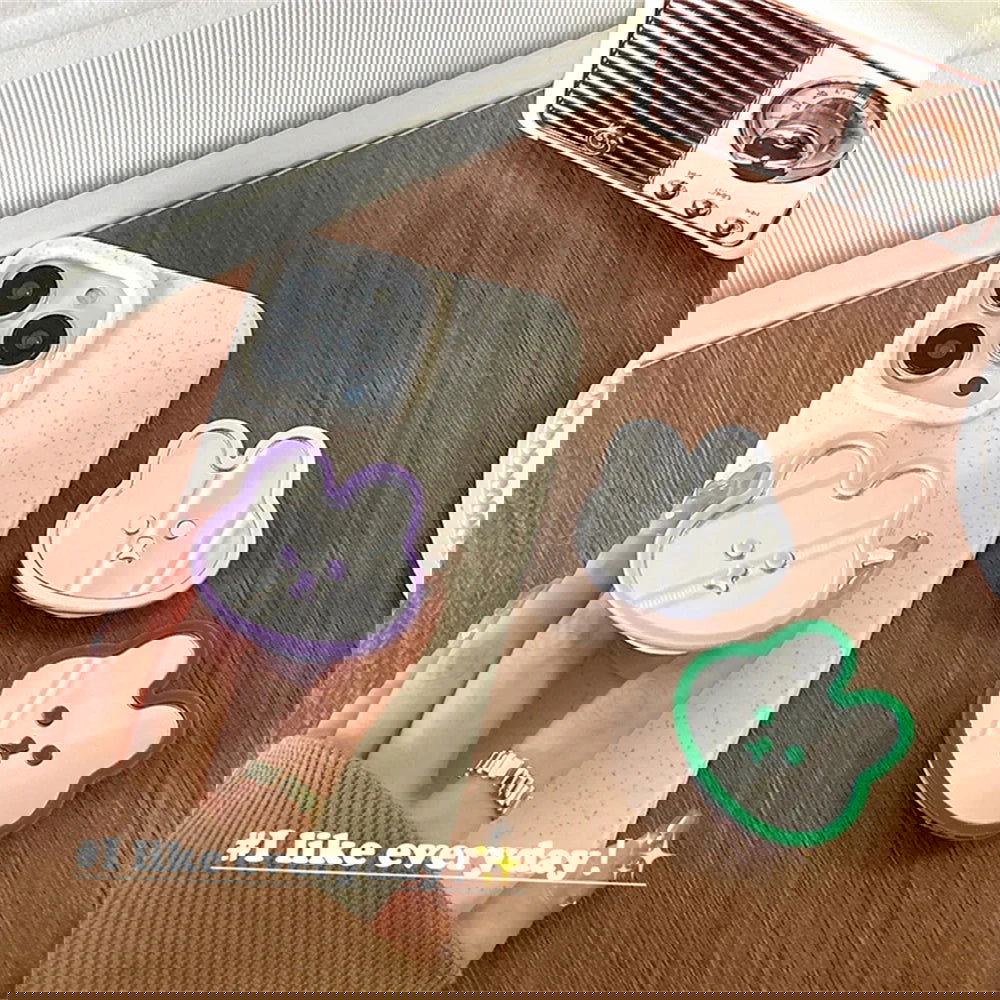 INS Cute Rabbit Mirror Phone Griptok Grip Tok Holder Ring Gift For iPhone Accessories Korean Lovely Foldable Phone Stand Holder - Slobuy