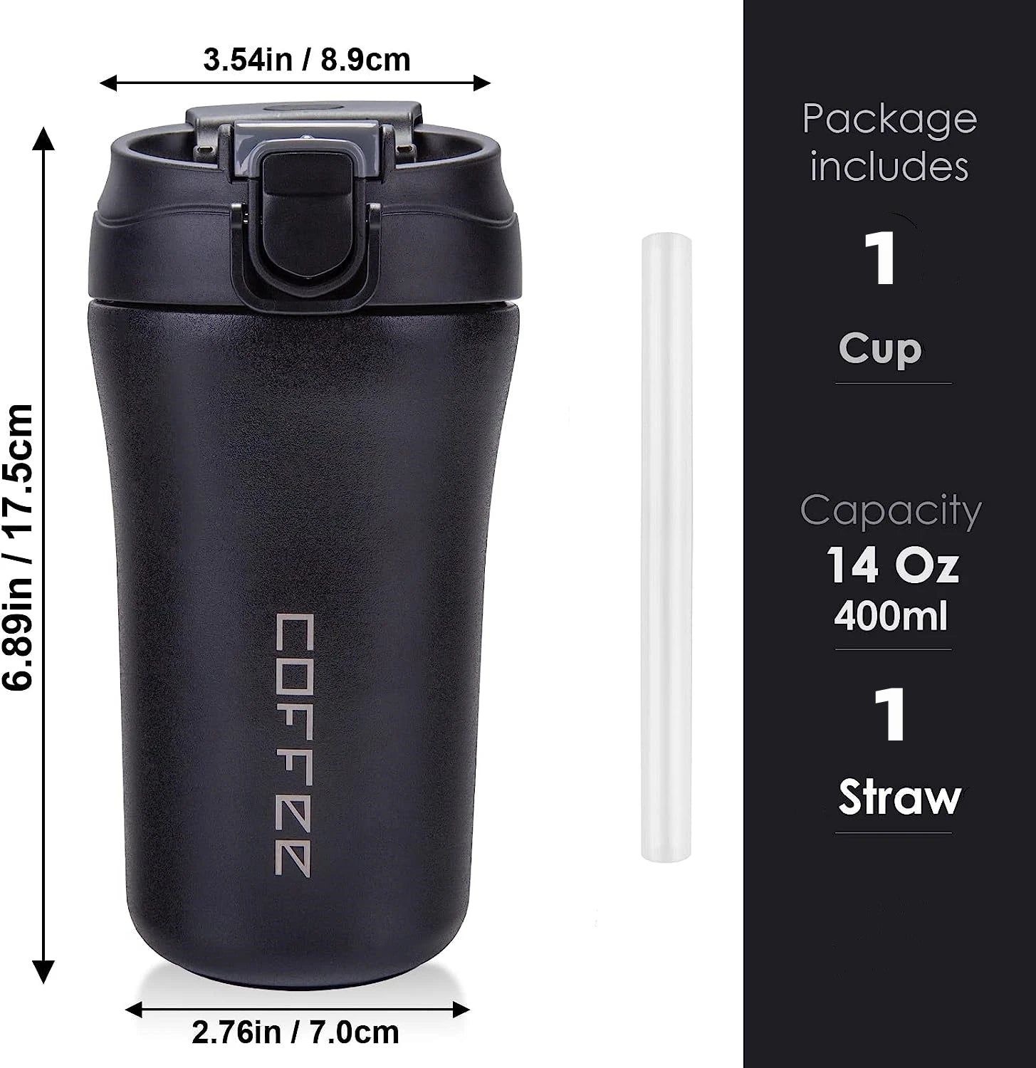 Travel Coffee Mug Vacuum Insulated Bottle Spill Proof with Lid Straw Reusable Tumbler Keep Hot/Ice Coffee Tea Car Thermos Cup - Slobuy