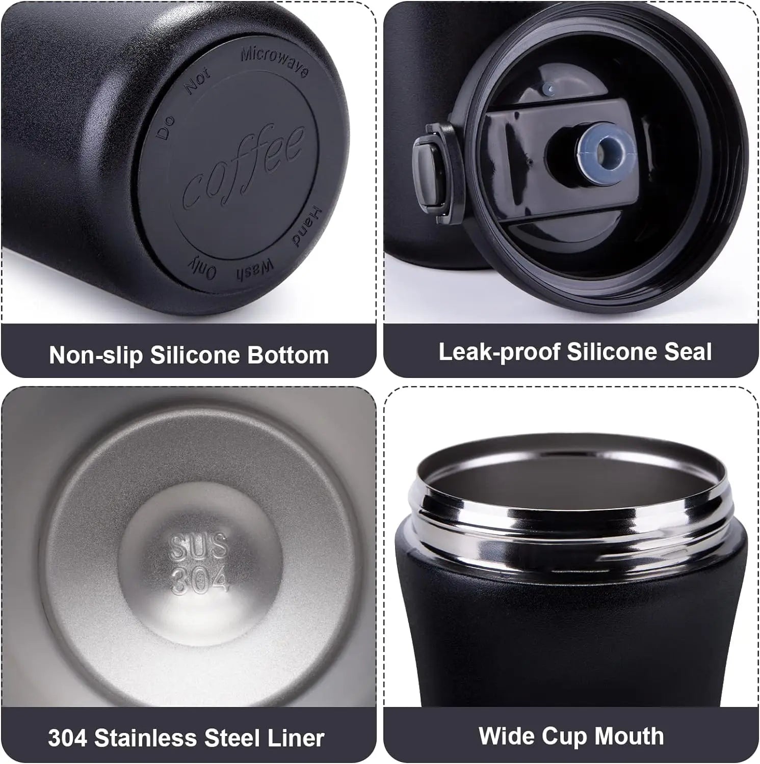 Travel Coffee Mug Vacuum Insulated Bottle Spill Proof with Lid Straw Reusable Tumbler Keep Hot/Ice Coffee Tea Car Thermos Cup - Slobuy