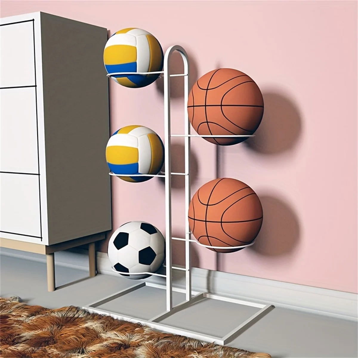 Indoor Children Basketball Storage Rack Put Ball Football Storage Basket Placed Rack Kindergarten Volleyball Stand Holder Space - Slobuy