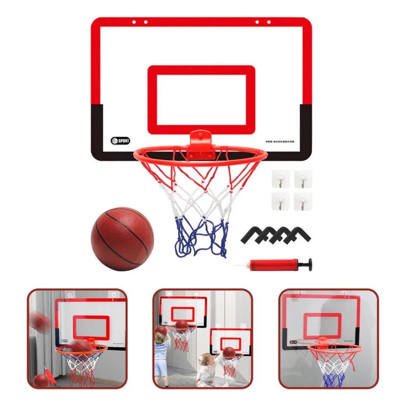 Indoor Children Safety Funny Game Kids Mini Home Exercise Basketball Hoop Set Wall Frame Stand Lifting Basket Hanging Backboard - Slobuy