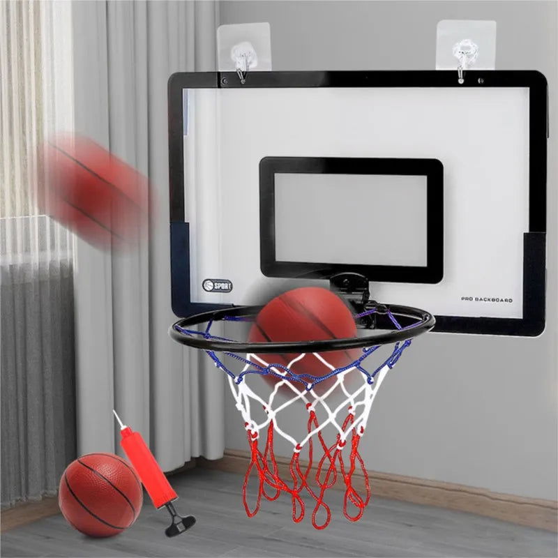 Indoor Children Safety Funny Game Kids Mini Home Exercise Basketball Hoop Set Wall Frame Stand Lifting Basket Hanging Backboard - Slobuy