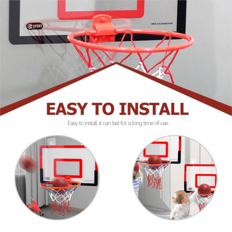 Indoor Children Safety Funny Game Kids Mini Home Exercise Basketball Hoop Set Wall Frame Stand Lifting Basket Hanging Backboard - Slobuy