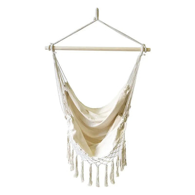 Indoor Outdoor Tassels Hammock Garden Patio White Cotton Swing Chair Bedroom Romantic Hanging Bed Beach Hammocks Chair - Slobuy