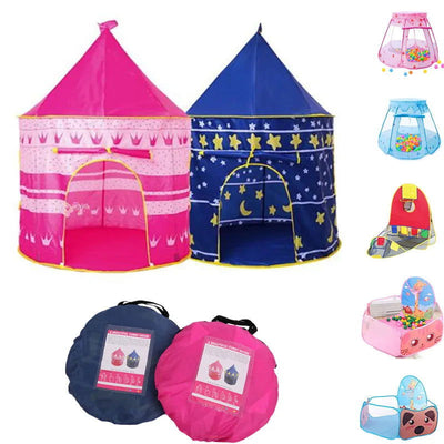 Infant Toddler Folding Tents Portable Castle Kids Pink Blue Play House Camping Toys Birthday Christmas Outdoor Gifts Room Decor - Slobuy