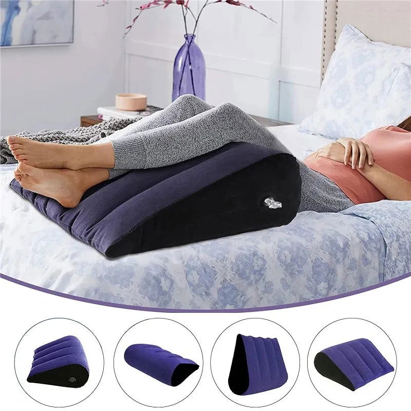 Inflatable Travel Pillow Multifunctional Body Pillow Lumbar Yoga Pillow Travel Positions Support Air Cushion Triangular Pillow - Slobuy