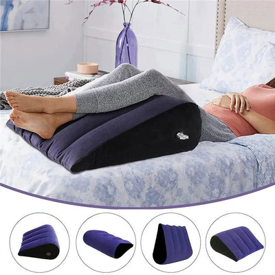 Inflatable Travel Pillow Multifunctional Body Pillow Lumbar Yoga Pillow Travel Positions Support Air Cushion Triangular Pillow - Slobuy